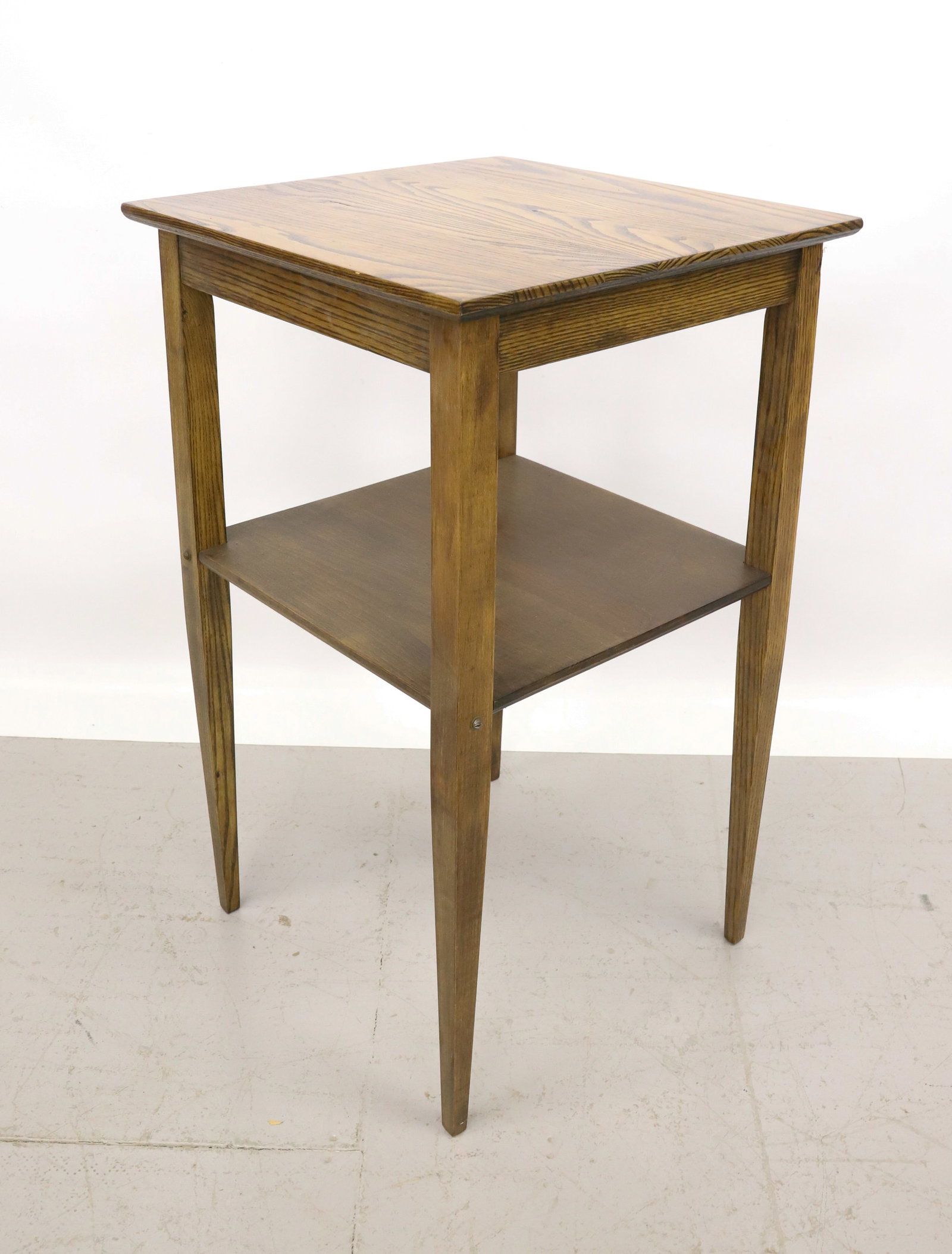 ANTIQUE SIDE TABLE: GRAINED SURFACE, CHESTNUT - TAPERED LEGS, 29 1/2" X 18" X 18" PLEASE READ CAREFULLY - Terms for Purchasing and Shipping of Auction Items. Please read carefully before bidding. All payments for purchas