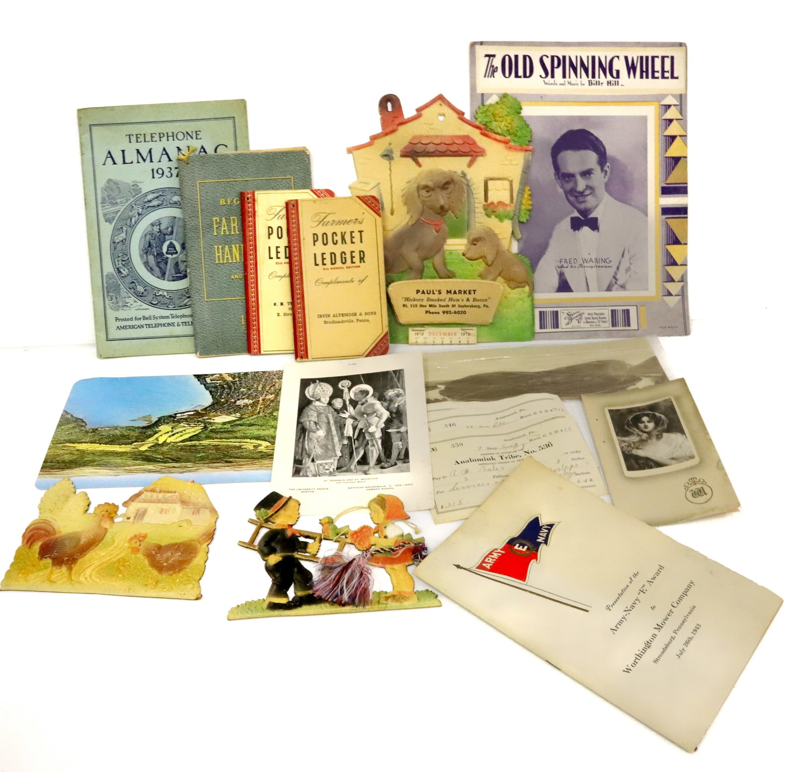 LOT OF ADVERTISING PAPER GOODS: VINTAGE LEDGERS, CALENDARS, ALMANACS, AND MORE - FROM MONROE COUNTY, PA PLEASE READ CAREFULLY - Terms for Purchasing and Shipping of Auction Items. Please read carefully before bidding. All payments f