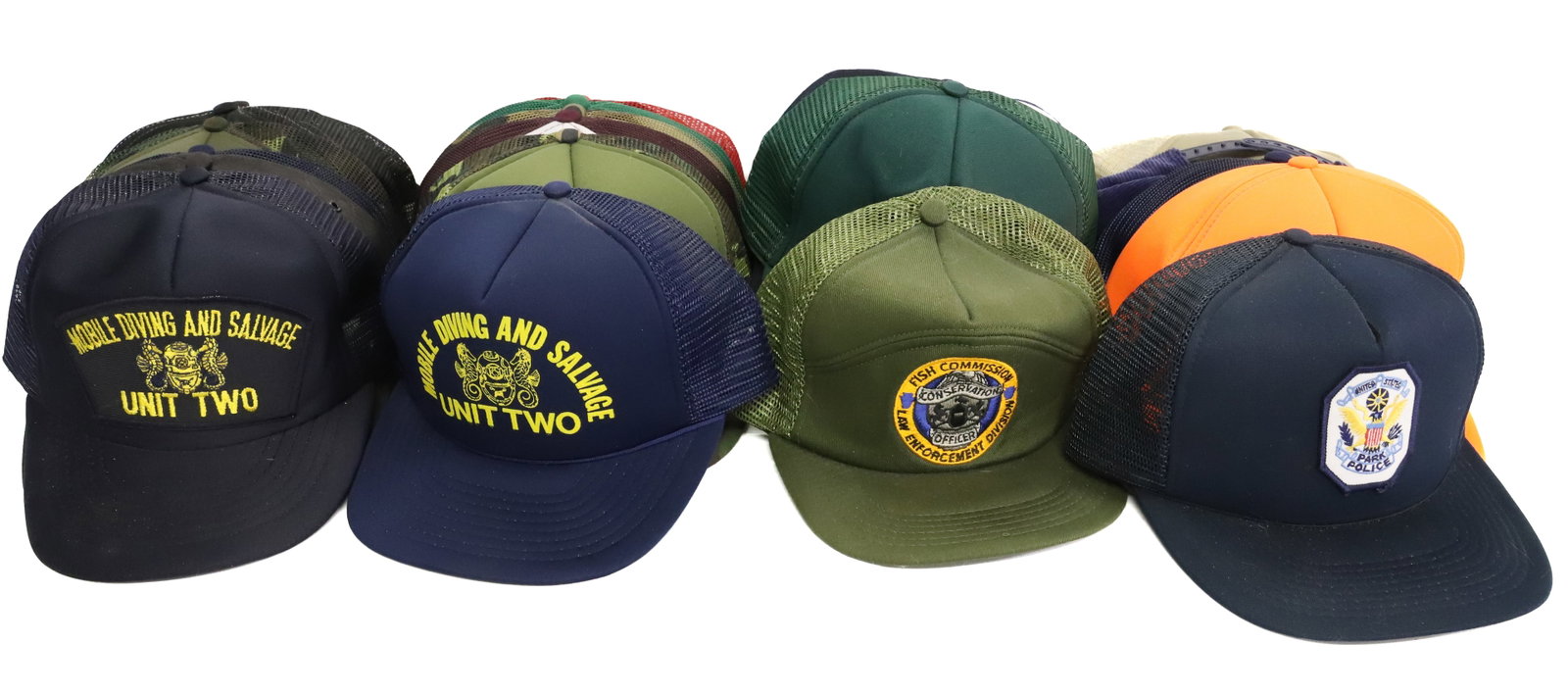 LOT OF (28) VINTAGE ADJUSTABLE HATS: VARIOUS TRUCKER-STYLE HATS. SOME MADE IN USA. PLEASE READ CAREFULLY - Terms for Purchasing and Shipping of Auction Items. Please read carefully before bidding. All payments for purchases will be made 