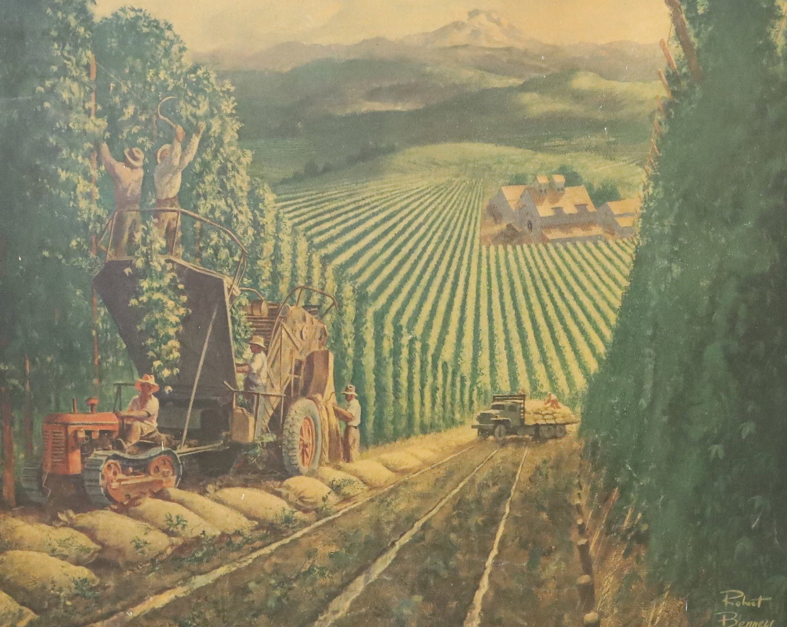 EAGLE BREWING COMPANY ADVERTISEMENT: FRAMED WITH PLACARD AT BOTTOM "GEO. SEGAL CO. HOP HARVEST, HOP SUPPLIERS TO EAGLE BREWING COMPANY". 22" X 26" PRINT ON CARDBOARD. PLEASE READ CAREFULLY - Terms for Purchasing and Shipping of Auction I