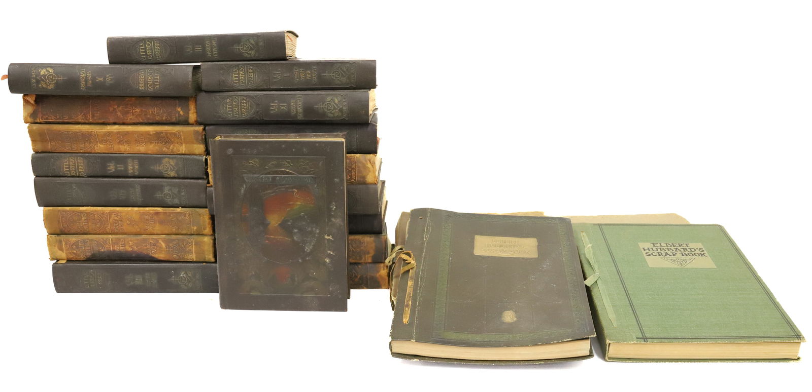 LOT OF ELBERT HUBBARD BOOKS AND SCRAPBOOKS: 1910S/1920S/1930S. PLEASE READ CAREFULLY - Terms for Purchasing and Shipping of Auction Items. Please read carefully before bidding. All payments for purchases will be made through LiveAuctioneers.com