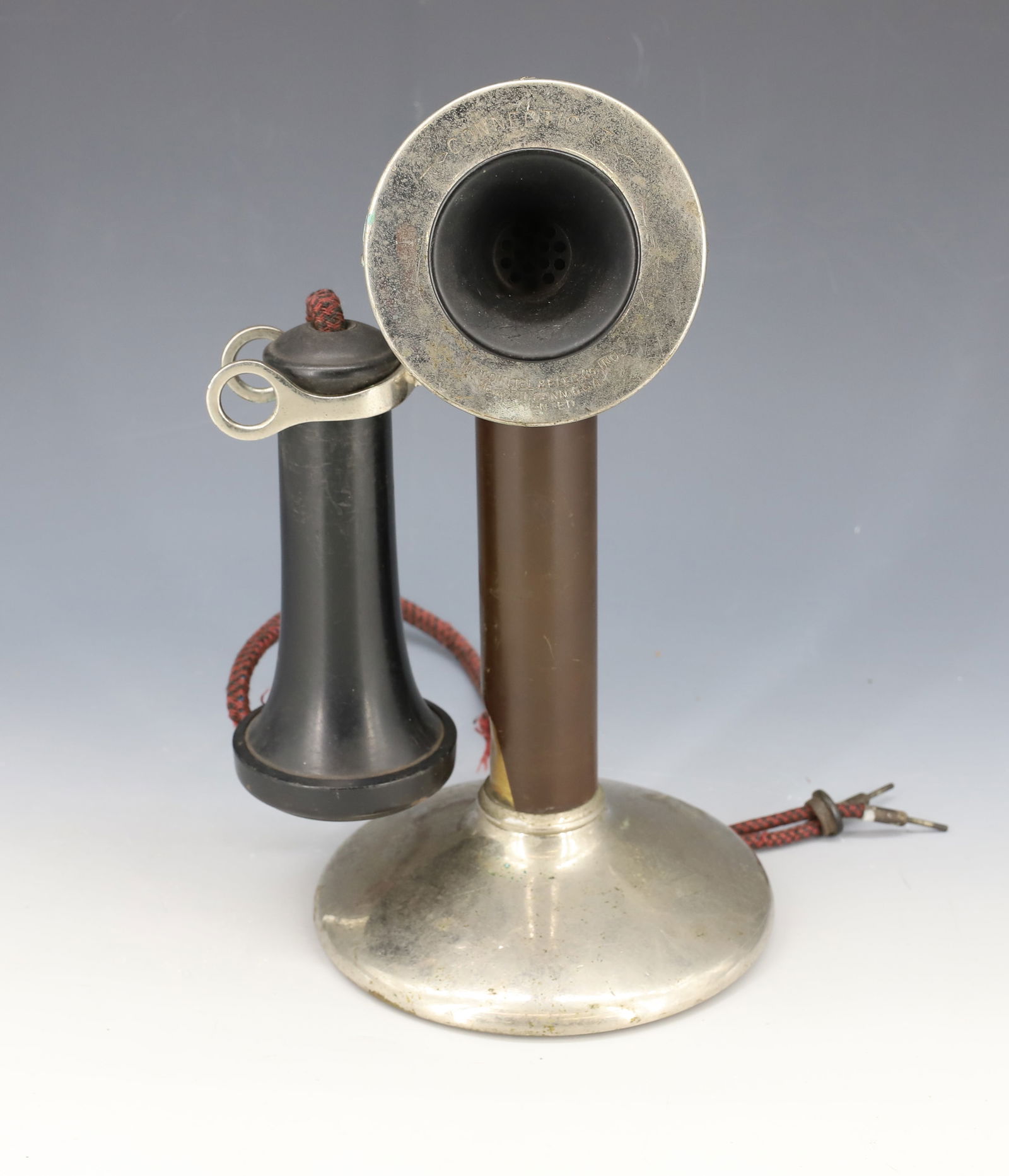 CONNECTICUT CANDLESTICK PHONE: "THE CONN. TEL. & ELEC. CO., MERIDEN, CONN. USA". 10 3/4" H. PLEASE READ CAREFULLY - Terms for Purchasing and Shipping of Auction Items. Please read carefully before bidding. All payments for purchase