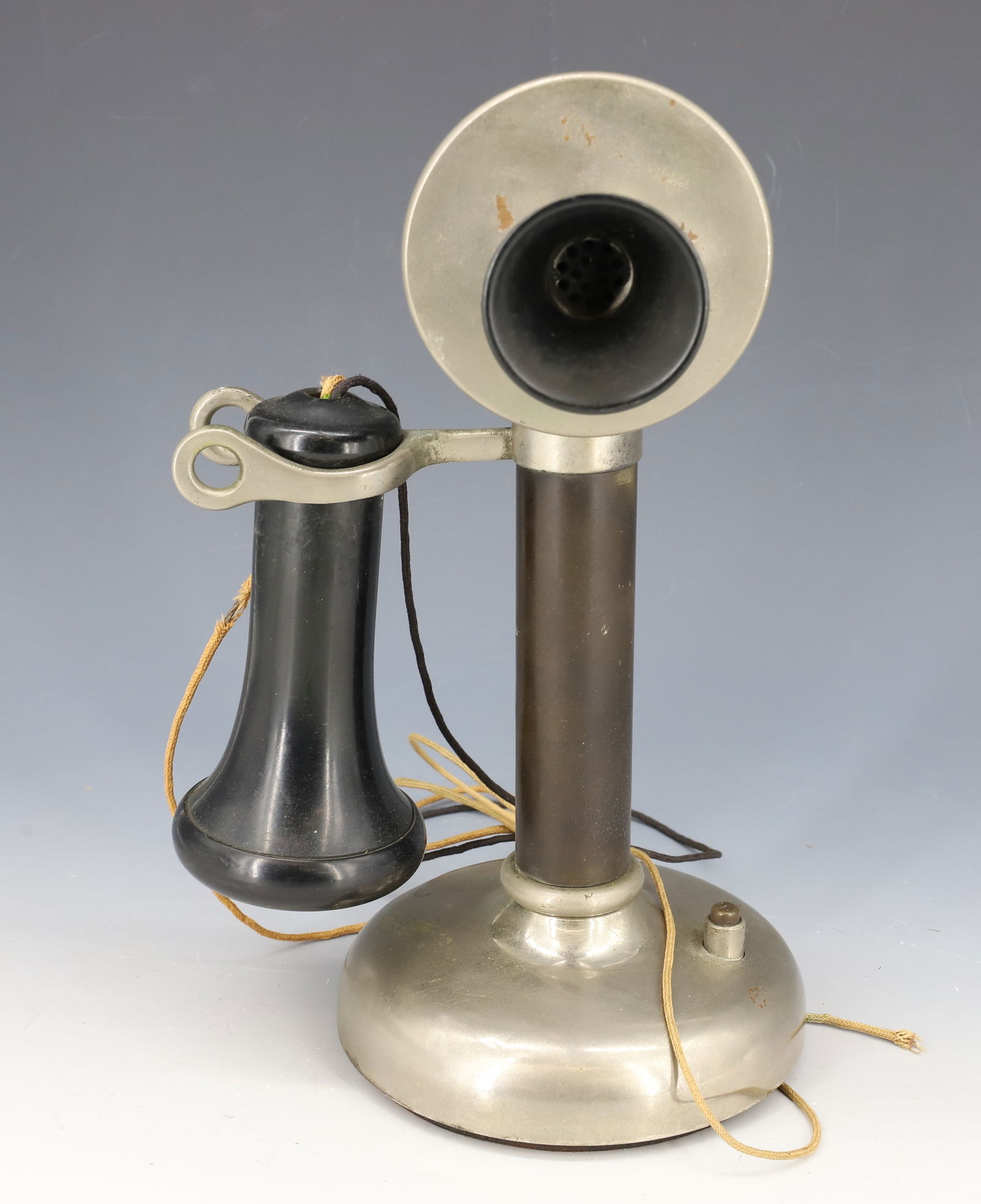 DEAN ELECTRIC CANDLESTICK PHONE: "THE DEAN ELECTRIC CO, PATENTED JULY 4, 1905" ELYRIA, OHIO, USA. 10 1/2" H. PLEASE READ CAREFULLY - Terms for Purchasing and Shipping of Auction Items. Please read carefully before bidding. All paymen