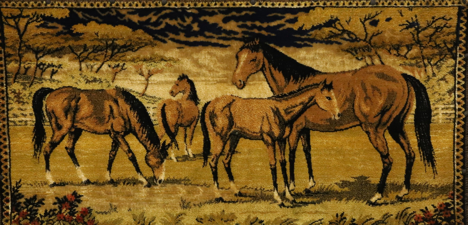 FRAMED HORSES ON VELVET: TOTAL SIZE 23 1/2" X 42". PLEASE READ CAREFULLY - Terms for Purchasing and Shipping of Auction Items. Please read carefully before bidding. All payments for purchases will be made through LiveAuctione