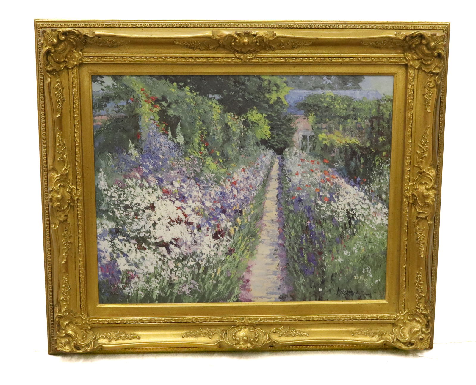 "PATH THROUGH THE FLOWER GARDEN" PRINT: CLAUDE MONET PRINT ON BOARD. FRAMED. 31" X 37". PLEASE READ CAREFULLY - Terms for Purchasing and Shipping of Auction Items. Please read carefully before bidding. All payments for purchases will be mad