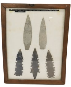 FRAMED COLLECTION OF KNIFE AND LACE POINTS