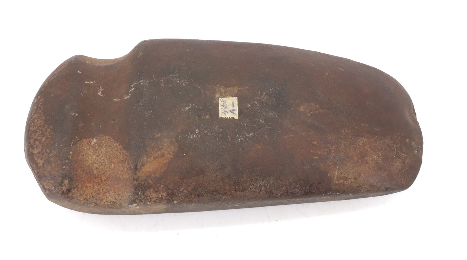 NATIVE AMERICAN AXE HEAD: GROOVED AXE HEAD. MRKD. 2/1/68. 7 7/8" L. PLEASE READ CAREFULLY BEFORE BIDDING. ALL PAYMENTS MUST BE MADE BEFORE ITEMS CAN BE SHIPPED. BUYERS CAN PAY VIA LIVE AUCTIONEERS PAYMENT CENTER IF HAVING ITEM