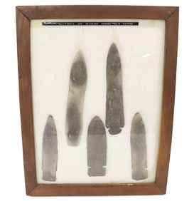FRAMED COLLECTION OF SPEARS AND KNIVES