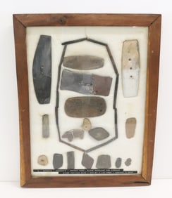 FRAMED COLLECTION OF NATIVE AMERICAN ARTIFACTS
