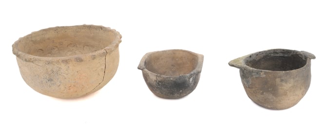 (3) POTTERY BOWLS