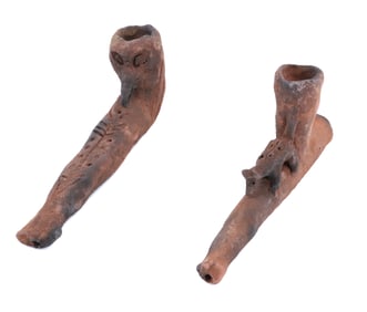(2) POTTERY PIPES