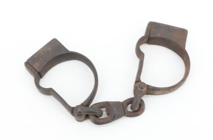 19TH C. CAST IRON HANDCUFFS