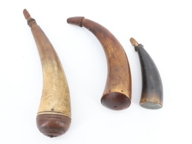 (3) ANTIQUE POWDER HORNS