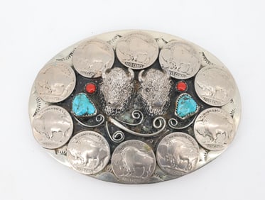 LARGE NATIVE AMERICAN BELT BUCKLE