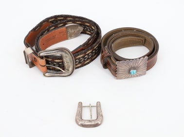 NATIVE AMERICAN SILVER BUCKLES AND BELTS