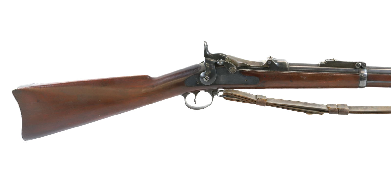 U.S. SPRINGFIELD MODEL 1884 TRAPDOOR MUSKET: 45-70, SERIAL# 527995, 32" BARREL, STOCK CARTOUCH AND BARREL PROOF MARKS - WITH SLING ANTIQUE OR BLACK POWDER, NO REGISTRATION OR TRANSFER REQUIRED PLEASE READ CAREFULLY BEFORE BIDDING. ALL PAYMENTS M