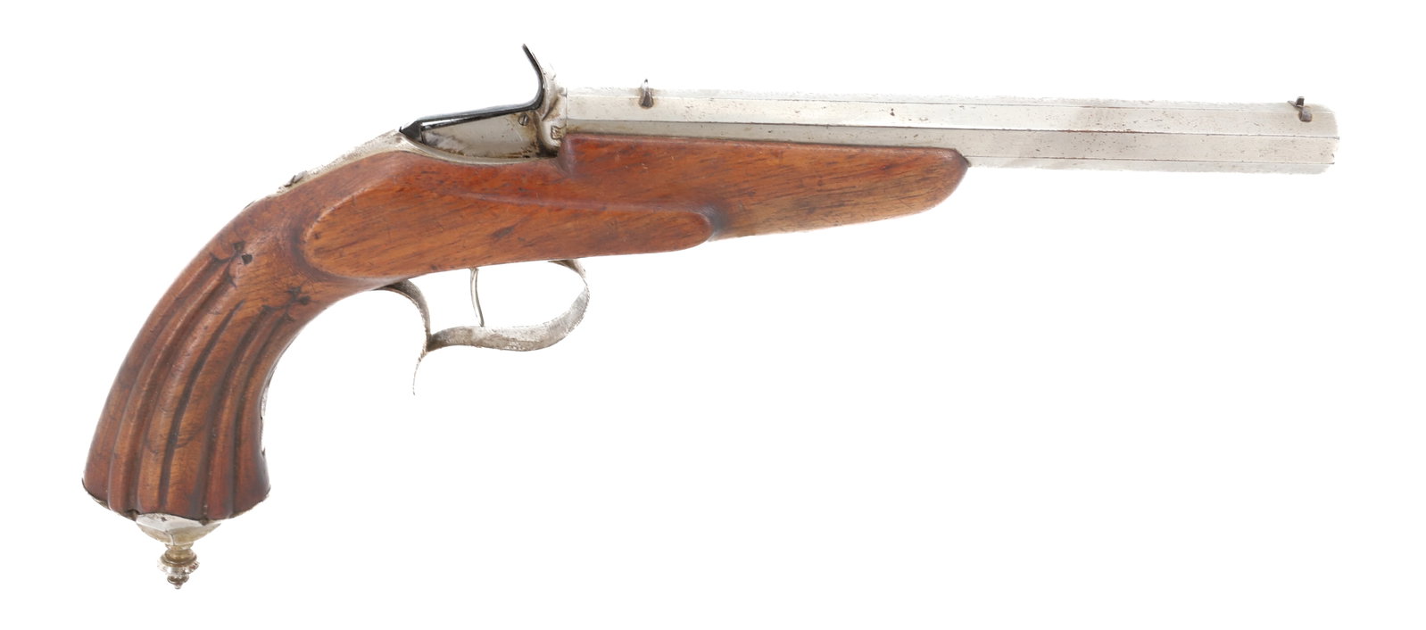 EUROPEAN SINGLE SHOT DUELING PISTOL: BREECH LOADING 5MM, 8" OCTAGONAL BARREL - EUROPEAN FLOBER ANTIQUE OR BLACK POWDER, NO REGISTRATION OR TRANSFER REQUIRED PLEASE READ CAREFULLY BEFORE BIDDING. ALL PAYMENTS MUST BE MADE BEFORE ITEMS CAN