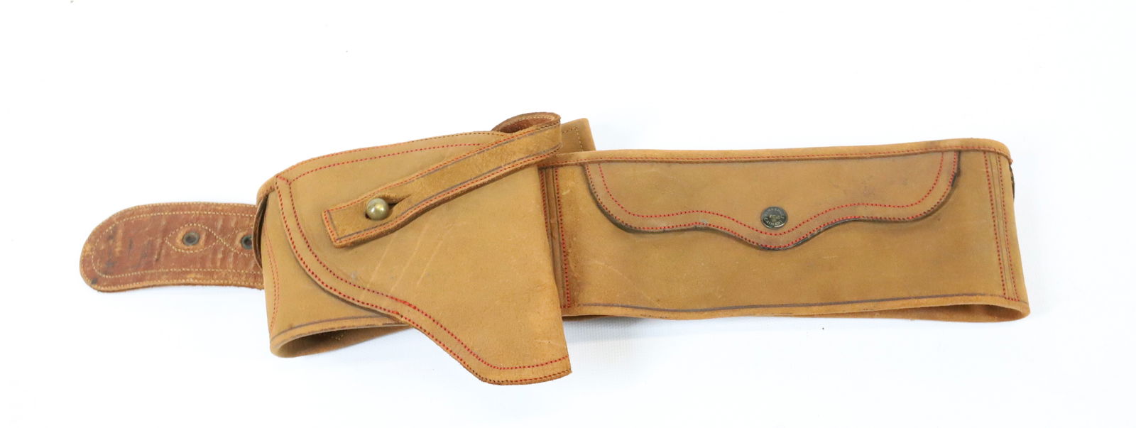 VINTAGE LADIES LEATHER CHANGE BELT: HAND TOOLED AND EMBROIDERED - 36" L