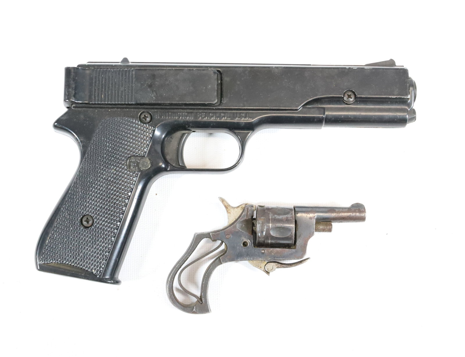 REVOLVER AND BB PISTOL LOT: EARLY SINGLE ACTION REVOLVER WITH CROSSMAN REPEATER AIR PISTOL