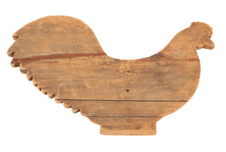 FOLK ART WOODEN ROOSTER WEATHER VANE : CARVED UNPAINTED ROOSTER FIGURE, 26" L PLEASE READ CAREFULLY - Terms for Purchasing and Shipping of Auction Items. Please read carefully before bidding. All payments for purchases will be made through
