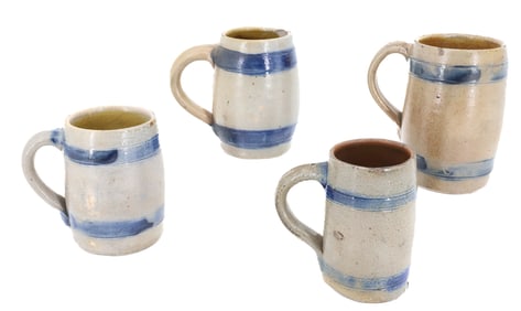 (4) STONEWARE MUGS 