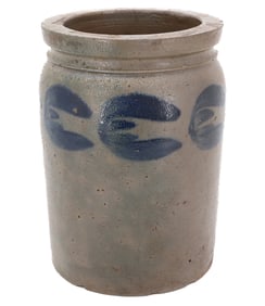 BLUE DECORATED STONEWARE JAR 