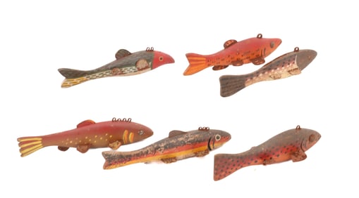 (6) CARVED ICE FISHING DECOYS