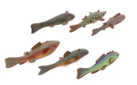 (6) CARVED ICE FISHING DECOYS