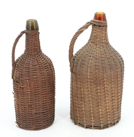 (2) WICKER COVERED BOTTLES  
