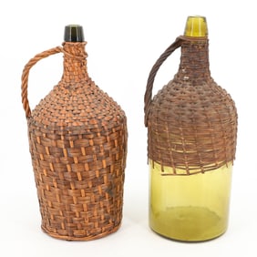 (2) WICKER COVERED BOTTLES  