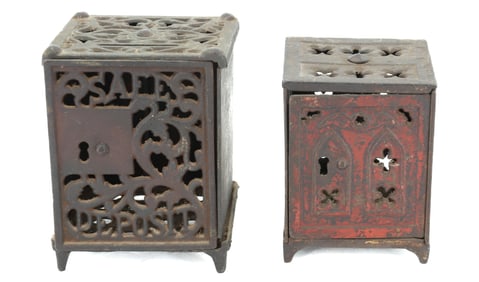 (2) CAST IRON SAFE BANKS 