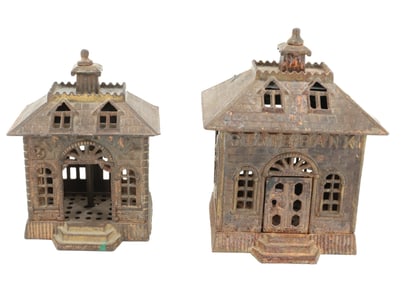 (2) CAST IRON BUILDING BANKS 