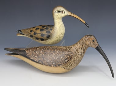 (2) CARVED AND PAINTED SHORE BIRDS 