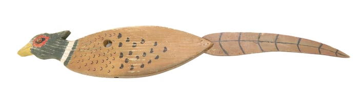 FOLK ART PHESANT WOODEN CUTOUT 