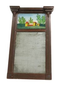 19TH C. REVERSE PAINTED MIRROR