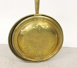 DECORATED BRASS BED WARMER