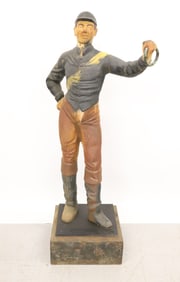 PAINTED CAST IRON LAWN JOCKEY