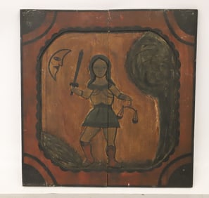 FOLK ART WOODEN WALL PLAQUE