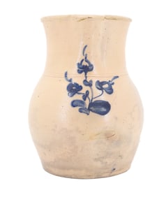 BLUE DECORATED STONEWARE PITCHER