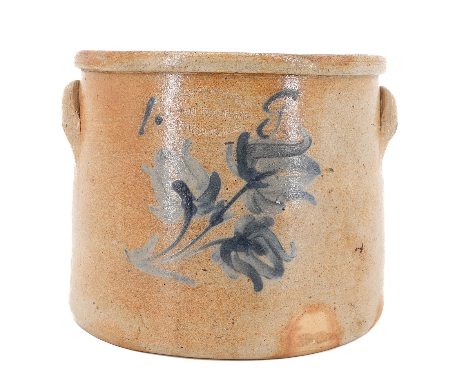 BLUE DECORATED STONEWARE CROCK  (1 of 6)