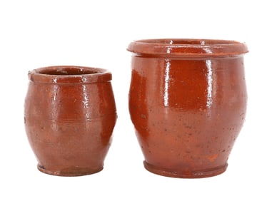 (2) REDWARE CROCKS 
