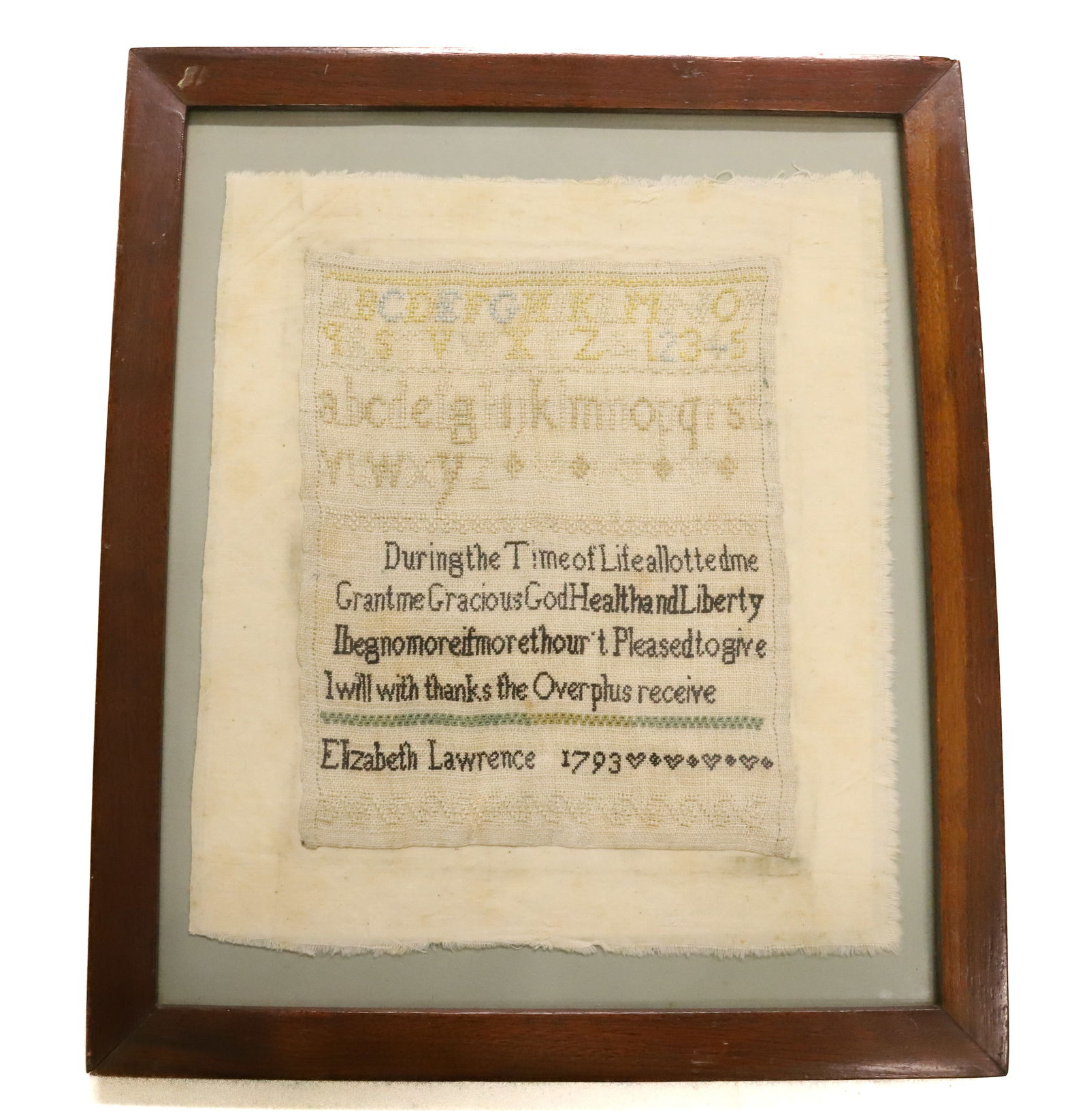 SCHOOL GIRL SAMPLE, DATED 1793 (1 of 4)