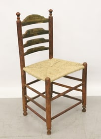 19TH CENTURY ELABORATELY DECORATED LADDER BACK CHAIR 