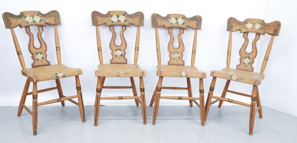 SET OF (4) PAINTED COUNTRY CHAIRS 
