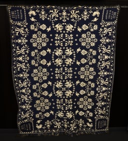 FINE 19TH CENTURY BLUE AND WHITE COVERLET