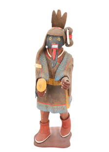 HOPI KACHINA DOLL BY C. CARL M.: CARVED AND PAINTED. MRKD. "CHAKWEINA SHO-ADTA, GRANDMOTHER" ON BOTTOM. 14" H. PLEASE READ CAREFULLY - Terms for Purchasing and Shipping of Auction Items. Please read carefully before bidding. All paym