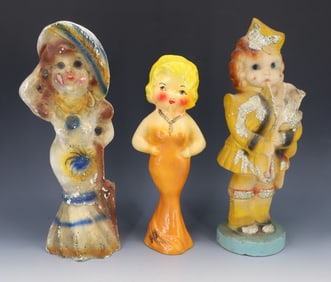 (3) CARNIVAL CHALKWARE FIGURES