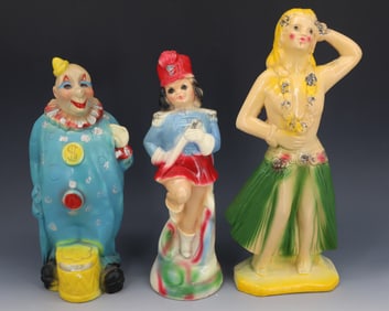 (3) CARNIVAL CHALKWARE FIGURES