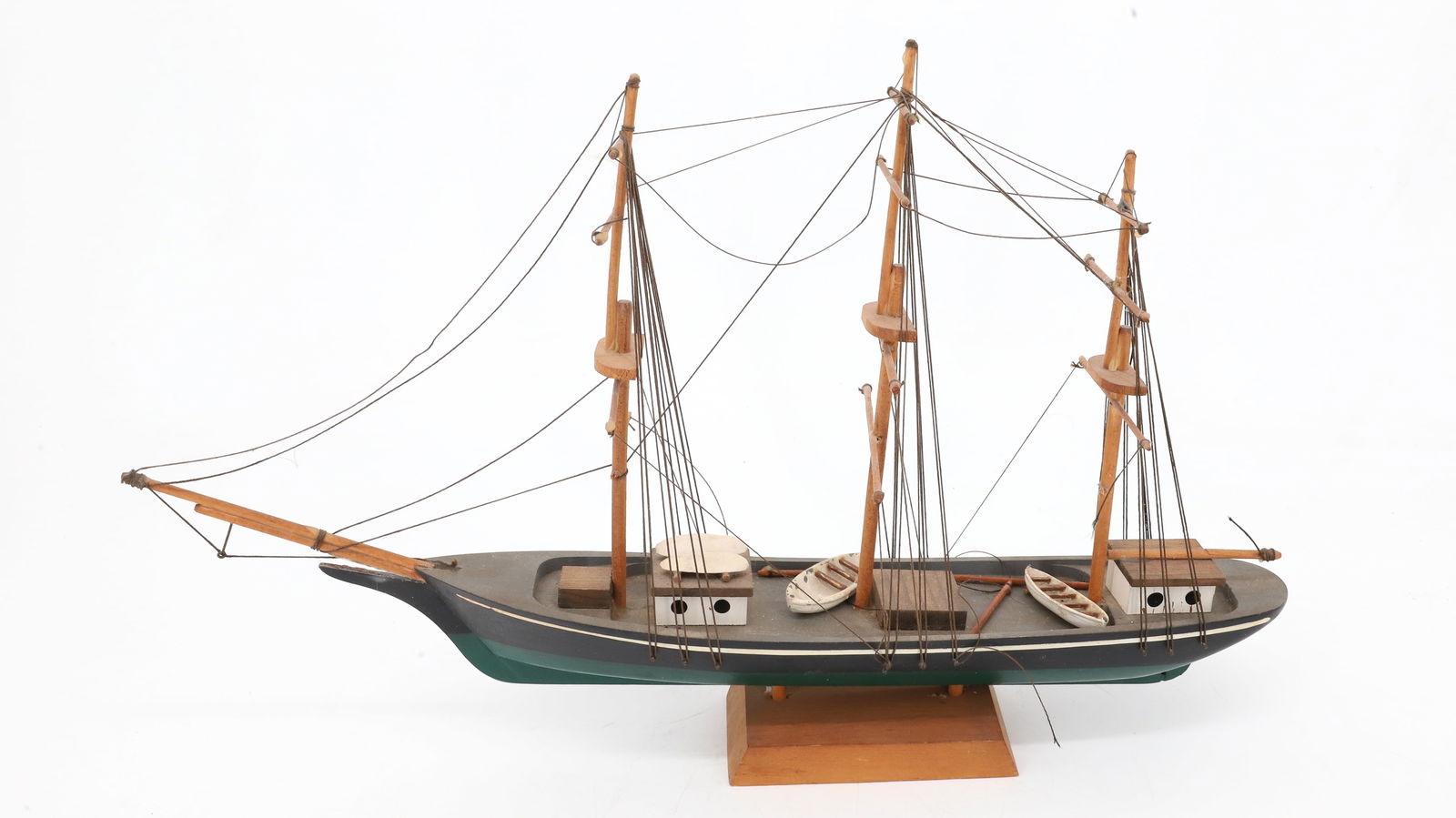 FOLK ART SHIP'S MODEL: CARVED AND PAINTED WITH RIGGING. 15" L. PLEASE READ CAREFULLY - Terms for Purchasing and Shipping of Auction Items. Please read carefully before bidding. All payments for purchases will be made throug