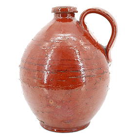 Redware Jug w/cork Circa 1860's (JEF) Redware Jug w/cork Circa 1860's (JEF)